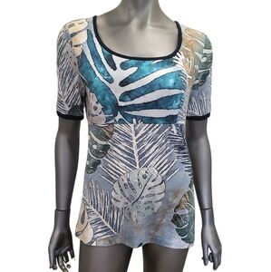 B12. Simply Art by Dolcezza Tropical Print Women's Top - Size Small